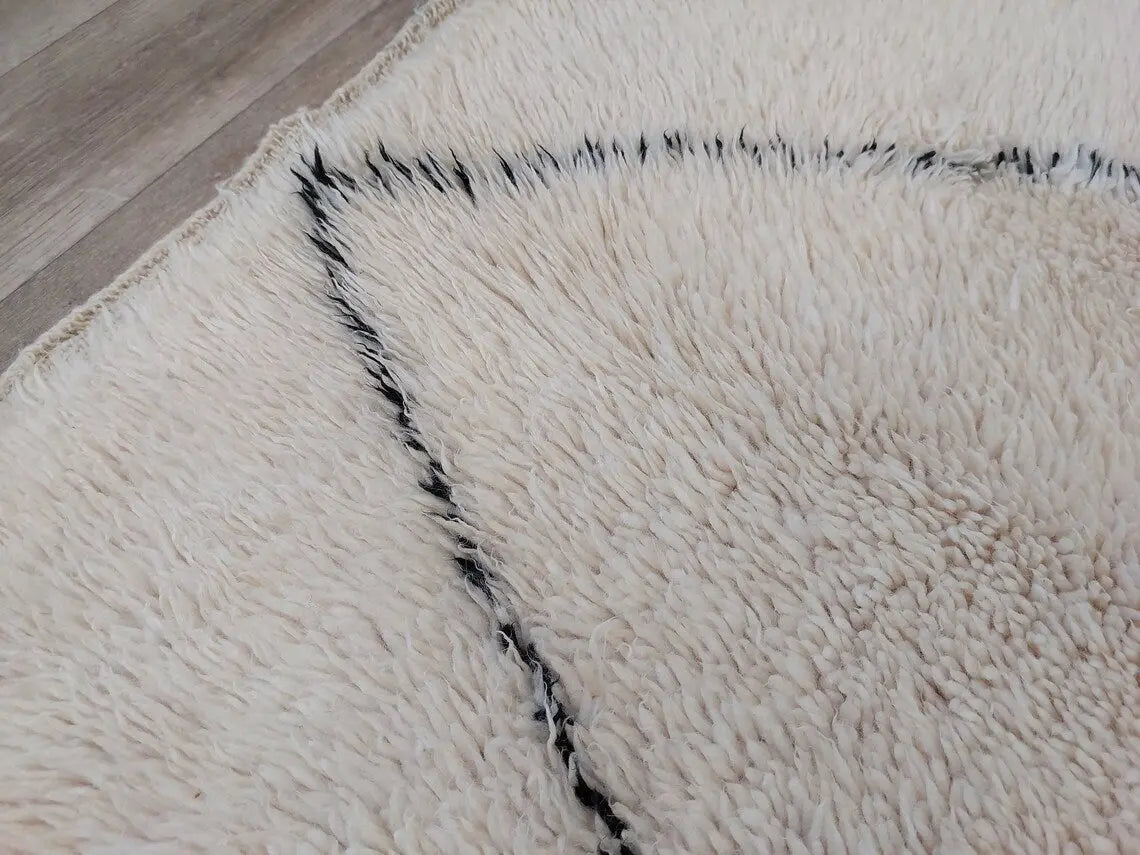 Authentic Beni Ourain Moroccan Berber Rug: Hand-knotted Lamb Wool, 5'10" X 8'6" MoroccanBazzArts