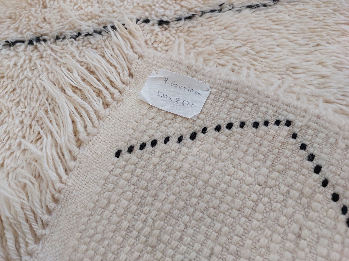 Authentic Beni Ourain Moroccan Berber Rug: Hand-knotted Lamb Wool, 5'10" X 8'6" MoroccanBazzArts