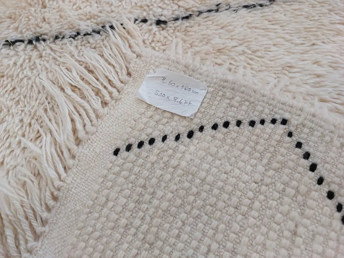 Authentic Beni Ourain Moroccan Berber Rug: Hand-knotted Lamb Wool, 5'10" X 8'6" MoroccanBazzArts