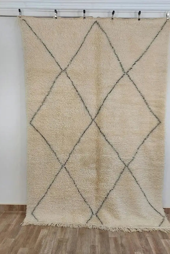 Authentic Beni Ourain Moroccan Berber Rug: Hand-knotted Lamb Wool, 5'10" X 8'6" MoroccanBazzArts