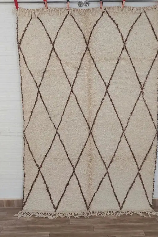 Authentic Beni Ourain Rug: Handwoven Moroccan Vintage-Style White Carpet for Living Room Decor MoroccanBazzArts