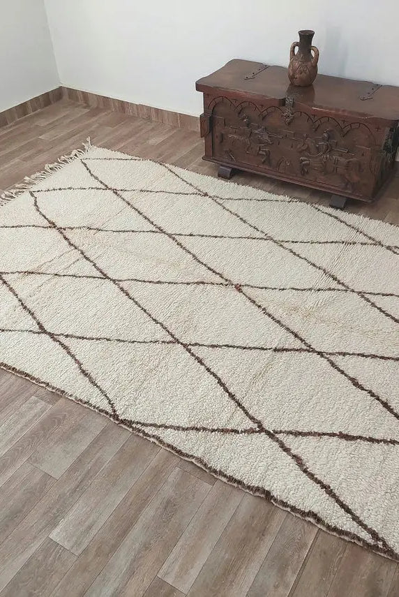 Authentic Beni Ourain Rug: Handwoven Moroccan Vintage-Style White Carpet for Living Room Decor MoroccanBazzArts