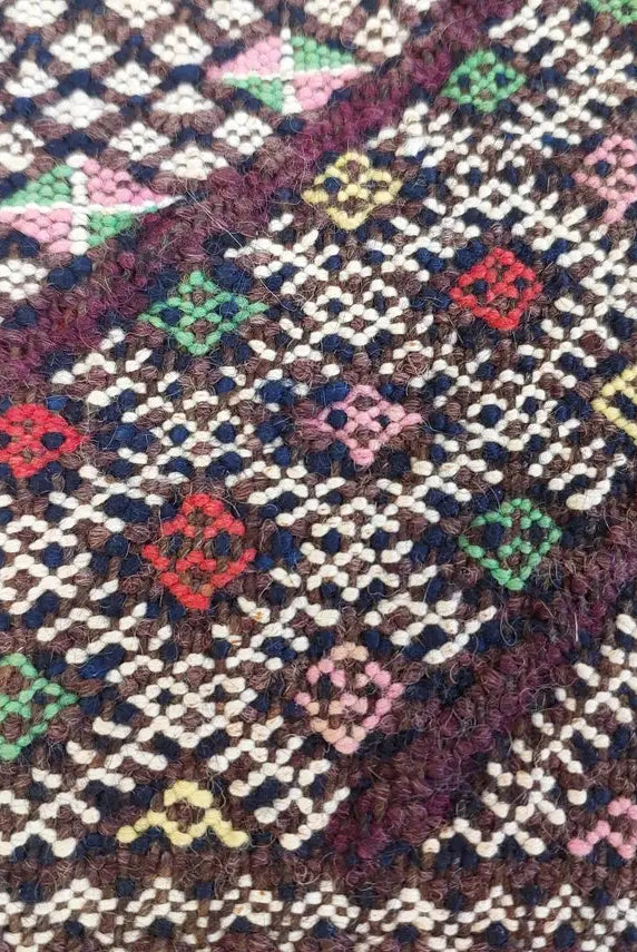 Antique Moroccan Beni Mtir Indigo Wool Flatweave Tent Band - Berber Tribal Textile Runner MoroccanBazzArts