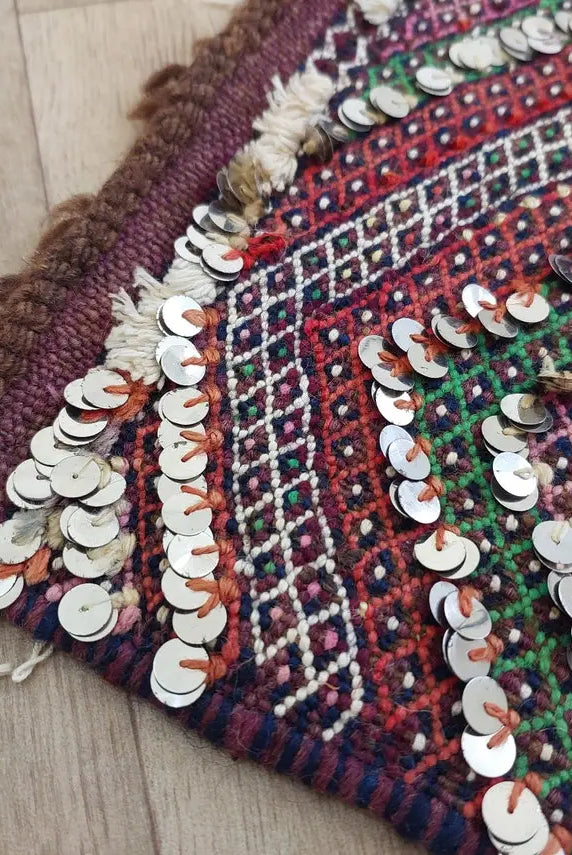 Antique Moroccan Beni Mtir Indigo Wool Flatweave Tent Band - Berber Tribal Textile Runner MoroccanBazzArts