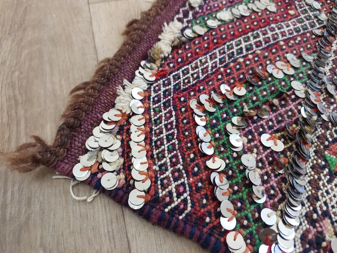 Antique Moroccan Beni Mtir Indigo Wool Flatweave Tent Band - Berber Tribal Textile Runner MoroccanBazzArts