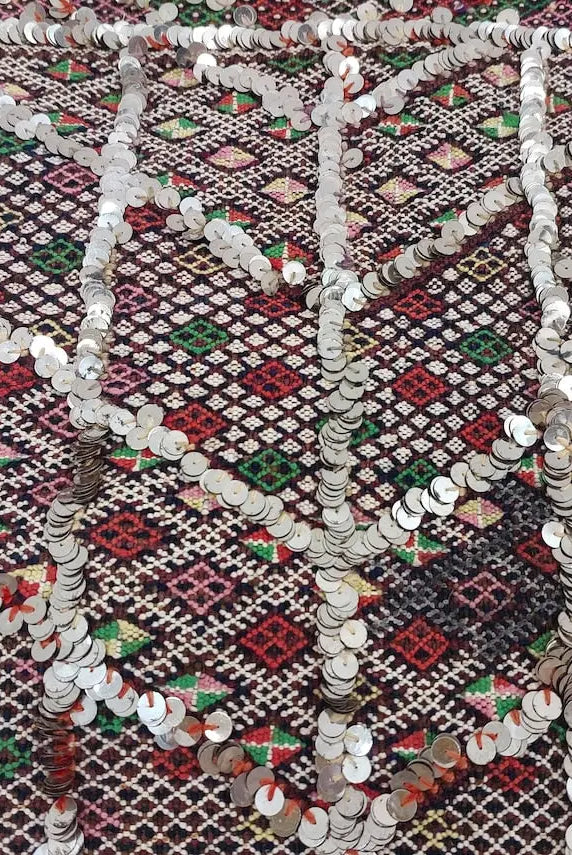 Antique Moroccan Beni Mtir Indigo Wool Flatweave Tent Band - Berber Tribal Textile Runner MoroccanBazzArts
