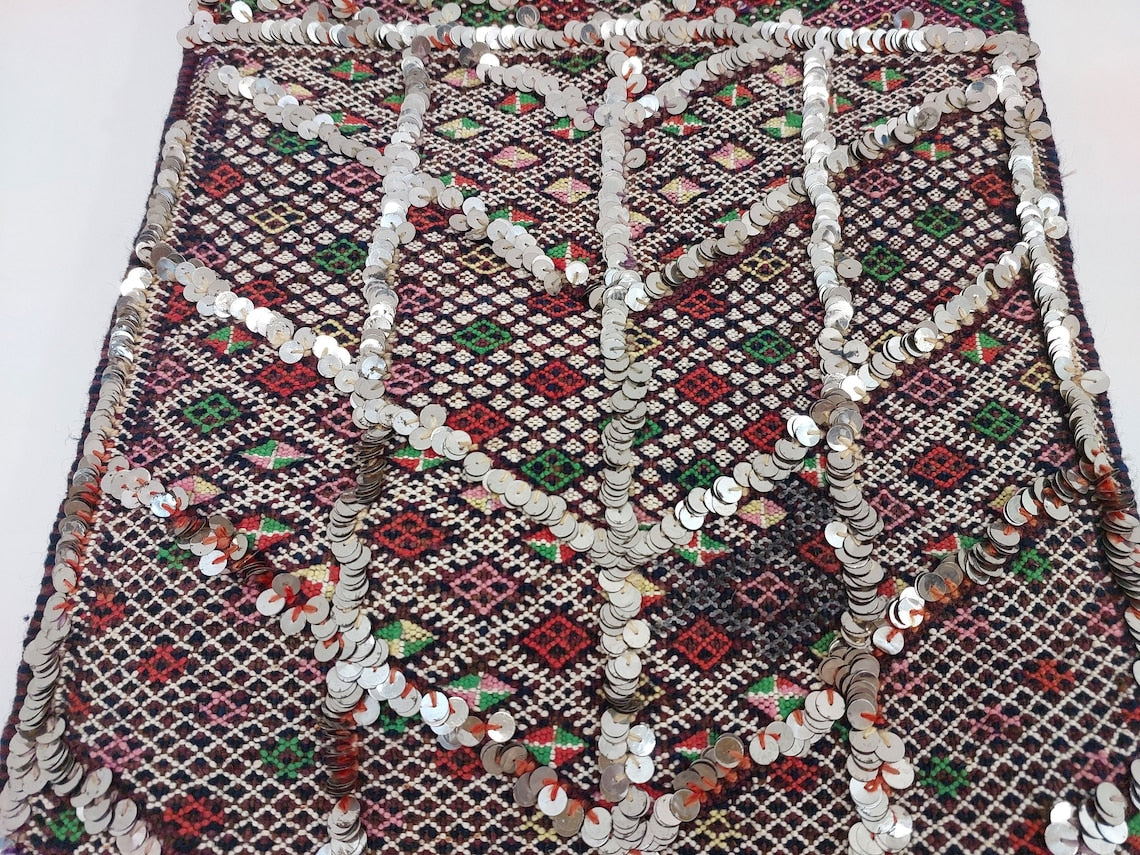 Antique Moroccan Beni Mtir Indigo Wool Flatweave Tent Band - Berber Tribal Textile Runner MoroccanBazzArts