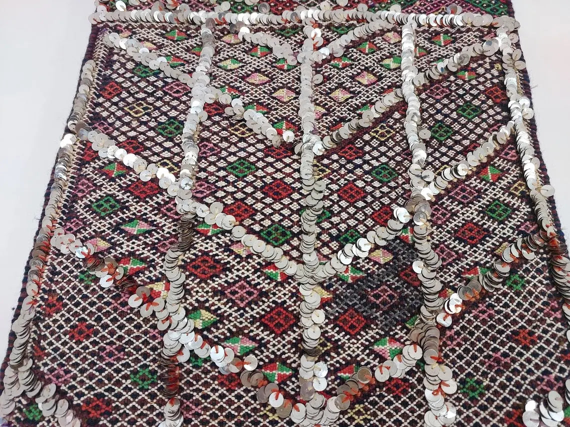 Antique Moroccan Beni Mtir Indigo Wool Flatweave Tent Band - Berber Tribal Textile Runner MoroccanBazzArts