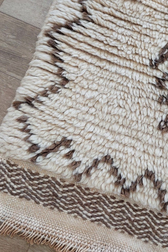 Authentic Azilal Moroccan Runner: Handwoven Berber Wool Rug With Soft Texture For Hallways 3'9x8'10 MoroccanBazzArts