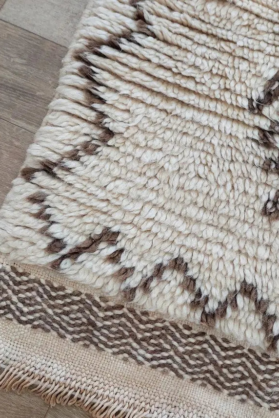 Authentic Azilal Moroccan Runner: Handwoven Berber Wool Rug With Soft Texture For Hallways 3'9x8'10 MoroccanBazzArts