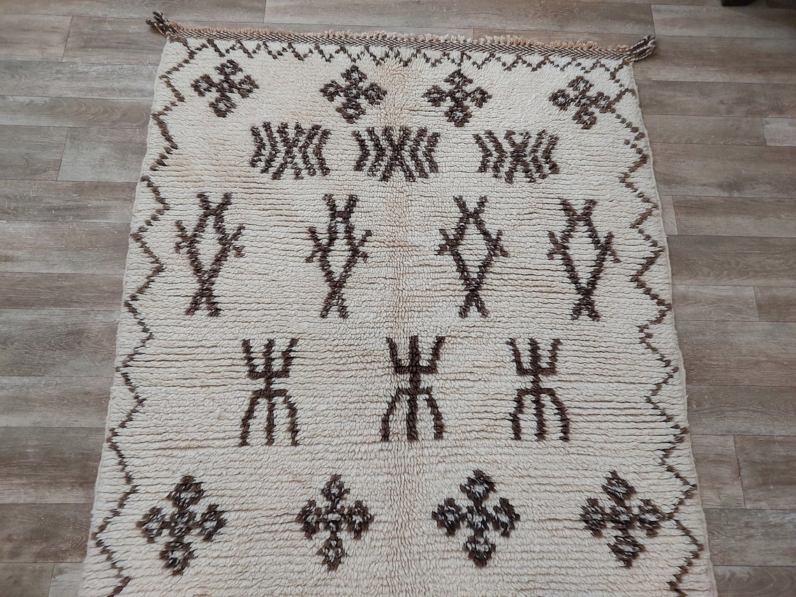 Authentic Azilal Moroccan Runner: Handwoven Berber Wool Rug With Soft Texture For Hallways 3'9x8'10 MoroccanBazzArts