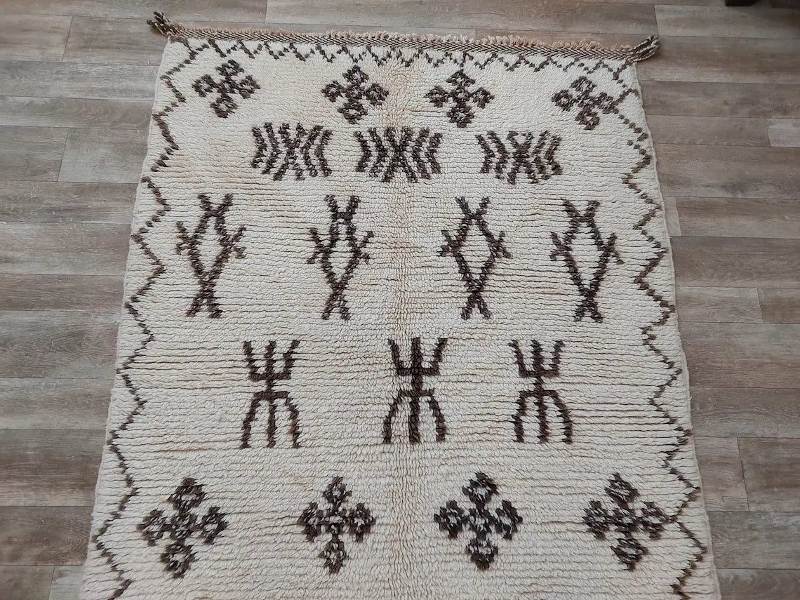 Authentic Azilal Moroccan Runner: Handwoven Berber Wool Rug With Soft Texture For Hallways 3'9x8'10 MoroccanBazzArts