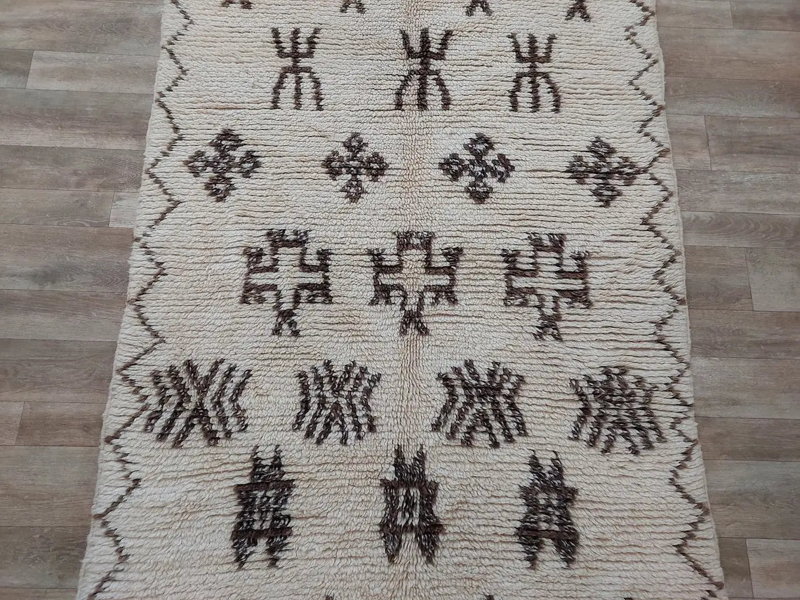 Authentic Azilal Moroccan Runner: Handwoven Berber Wool Rug With Soft Texture For Hallways 3'9x8'10 MoroccanBazzArts