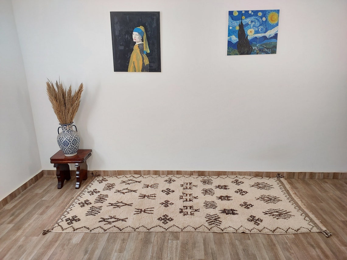 Authentic Azilal Moroccan Runner: Handwoven Berber Wool Rug With Soft Texture For Hallways 3'9x8'10 MoroccanBazzArts