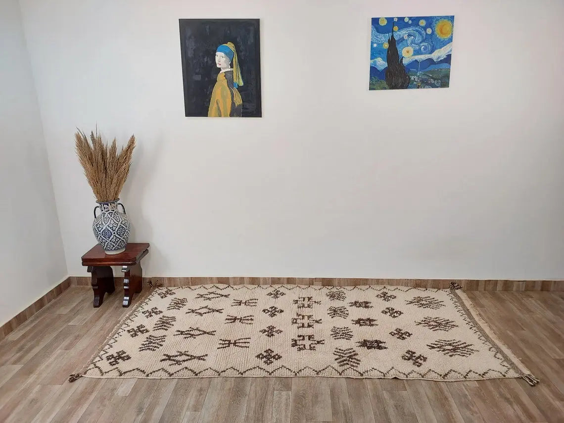 Authentic Azilal Moroccan Runner: Handwoven Berber Wool Rug With Soft Texture For Hallways 3'9x8'10 MoroccanBazzArts
