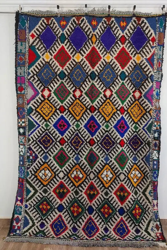 Vibrant Vintage Moroccan Reversible Marmoucha Rug: Handcrafted Berber Tribal Carpet 5.8x8.7 Ft MoroccanBazzArts