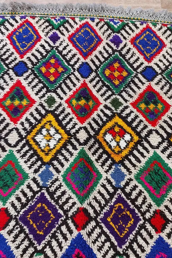 Vibrant Vintage Moroccan Reversible Marmoucha Rug: Handcrafted Berber Tribal Carpet 5.8x8.7 Ft MoroccanBazzArts