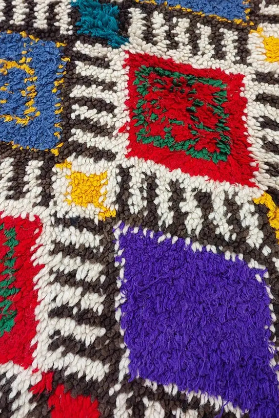 Vibrant Vintage Moroccan Reversible Marmoucha Rug: Handcrafted Berber Tribal Carpet 5.8x8.7 Ft MoroccanBazzArts
