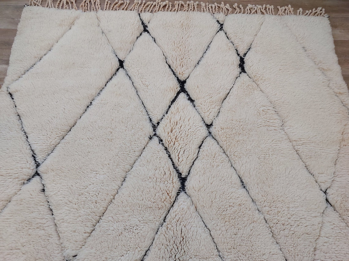 Handmade Moroccan Rug ,neutral Berber Rug - Genuine Lamb Wool Carpet , High Quality Handknotted Rug. MoroccanBazzArts