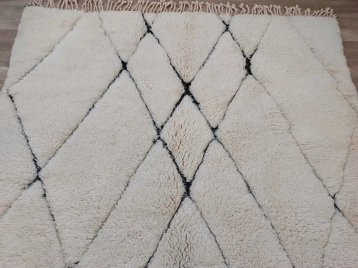 Handmade Moroccan Rug ,neutral Berber Rug - Genuine Lamb Wool Carpet , High Quality Handknotted Rug. MoroccanBazzArts