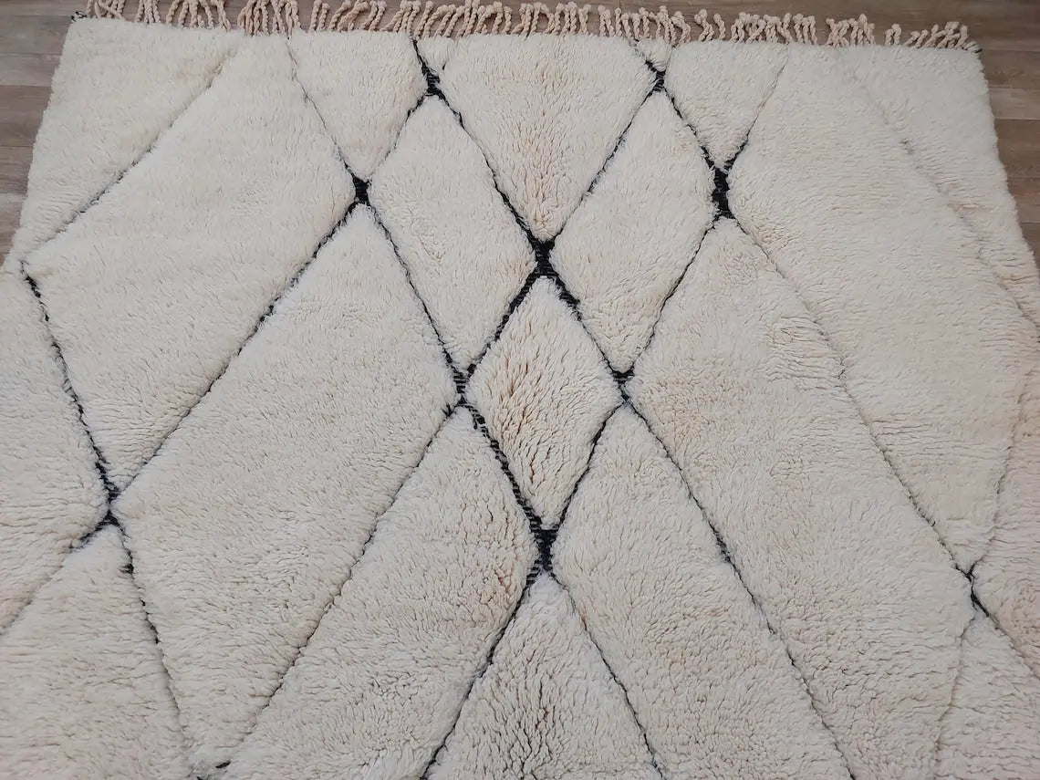 Handmade Moroccan Rug ,neutral Berber Rug - Genuine Lamb Wool Carpet , High Quality Handknotted Rug. MoroccanBazzArts