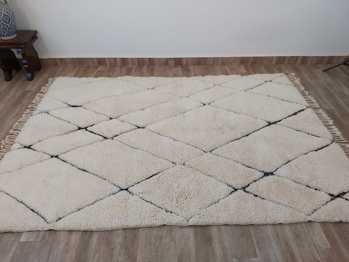 Handmade Moroccan Rug ,neutral Berber Rug - Genuine Lamb Wool Carpet , High Quality Handknotted Rug. MoroccanBazzArts