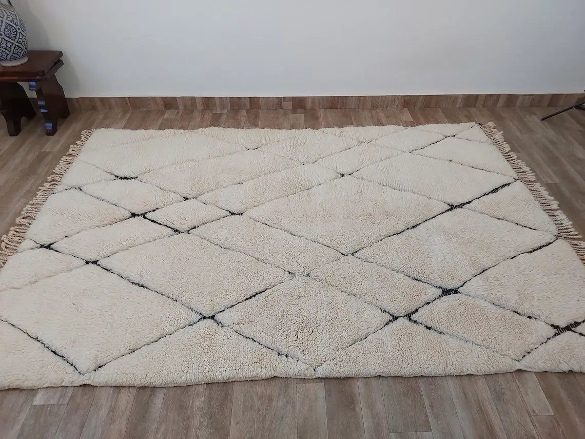 Handmade Moroccan Rug ,neutral Berber Rug - Genuine Lamb Wool Carpet , High Quality Handknotted Rug. MoroccanBazzArts