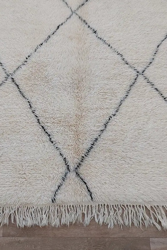 Authentic Beni Ourain Moroccan Berber Rug: Hand-knotted Lamb Wool, 5'10" X 8'6" MoroccanBazzArts