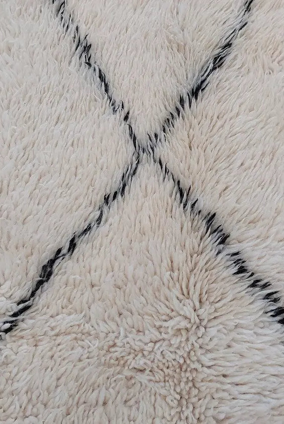 Authentic Beni Ourain Moroccan Berber Rug: Hand-knotted Lamb Wool, 5'10" X 8'6" MoroccanBazzArts