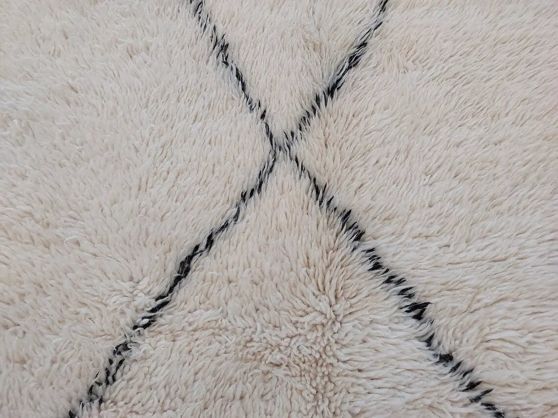 Authentic Beni Ourain Moroccan Berber Rug: Hand-knotted Lamb Wool, 5'10" X 8'6" MoroccanBazzArts