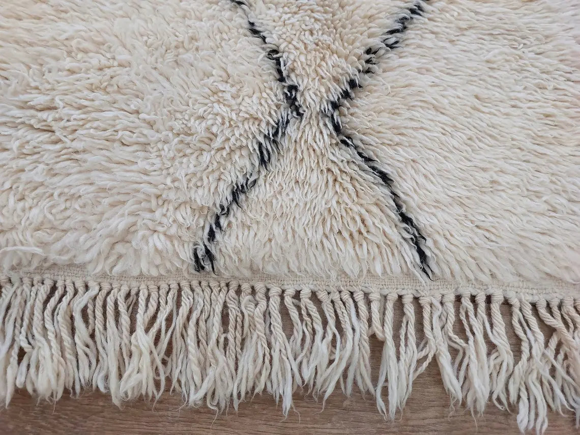 Authentic Beni Ourain Moroccan Berber Rug: Hand-knotted Lamb Wool, 5'10" X 8'6" MoroccanBazzArts