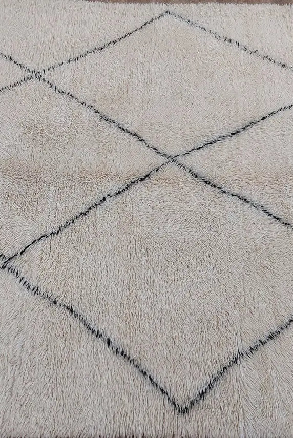 Authentic Beni Ourain Moroccan Berber Rug: Hand-knotted Lamb Wool, 5'10" X 8'6" MoroccanBazzArts