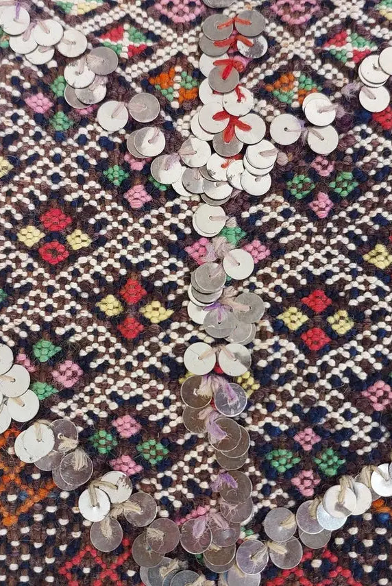 Antique Moroccan Beni Mtir Indigo Wool Flatweave Tent Band - Berber Tribal Textile Runner MoroccanBazzArts