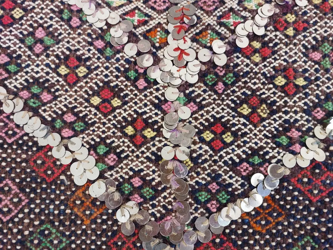 Antique Moroccan Beni Mtir Indigo Wool Flatweave Tent Band - Berber Tribal Textile Runner MoroccanBazzArts