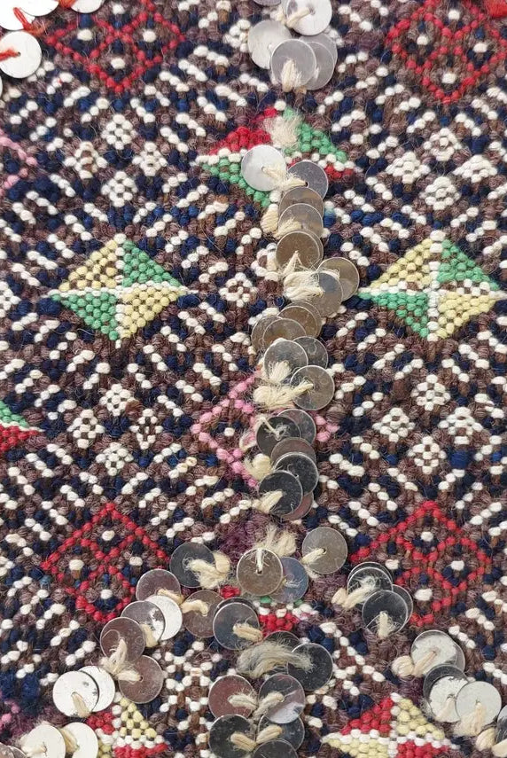 Antique Moroccan Beni Mtir Indigo Wool Flatweave Tent Band - Berber Tribal Textile Runner MoroccanBazzArts