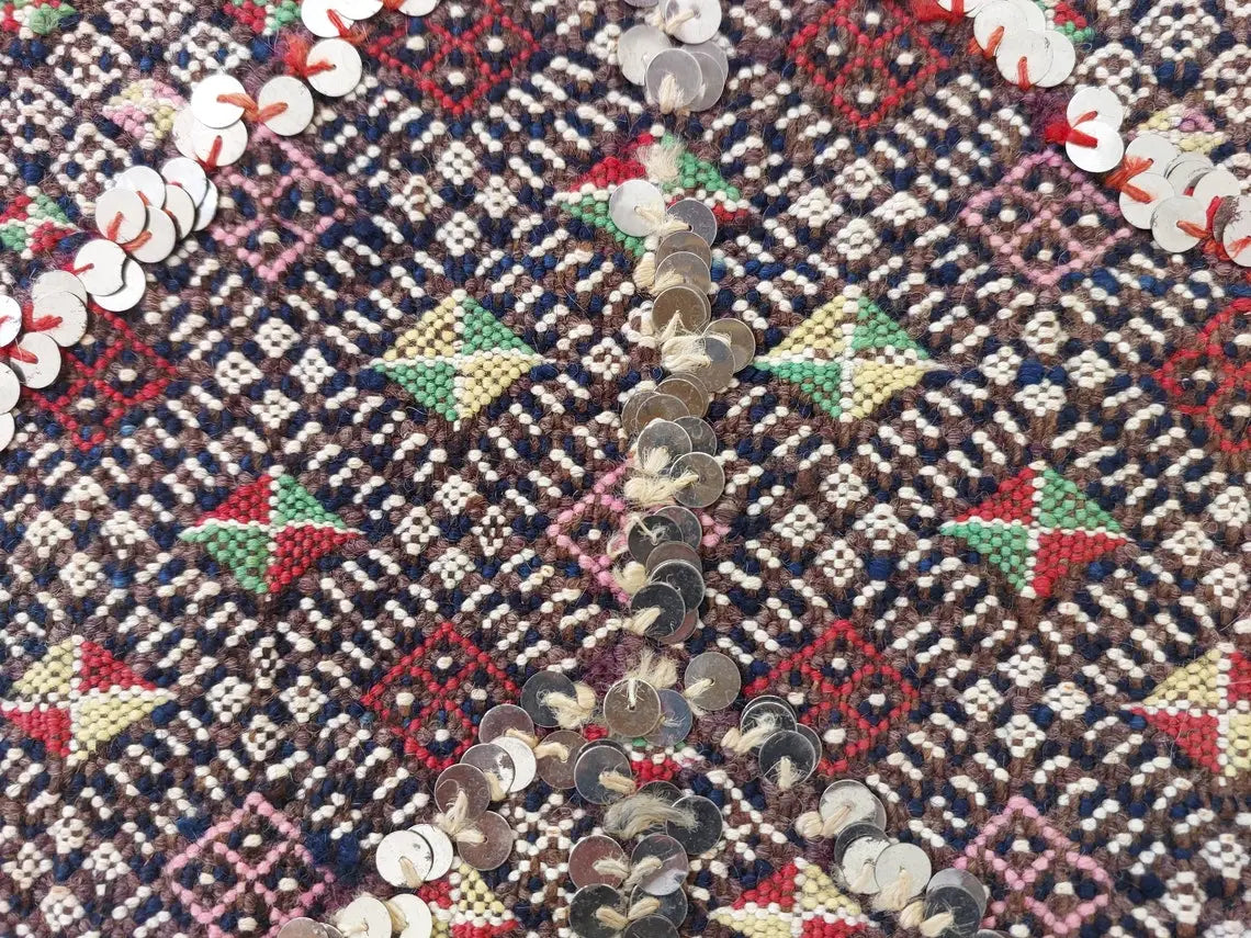 Antique Moroccan Beni Mtir Indigo Wool Flatweave Tent Band - Berber Tribal Textile Runner MoroccanBazzArts