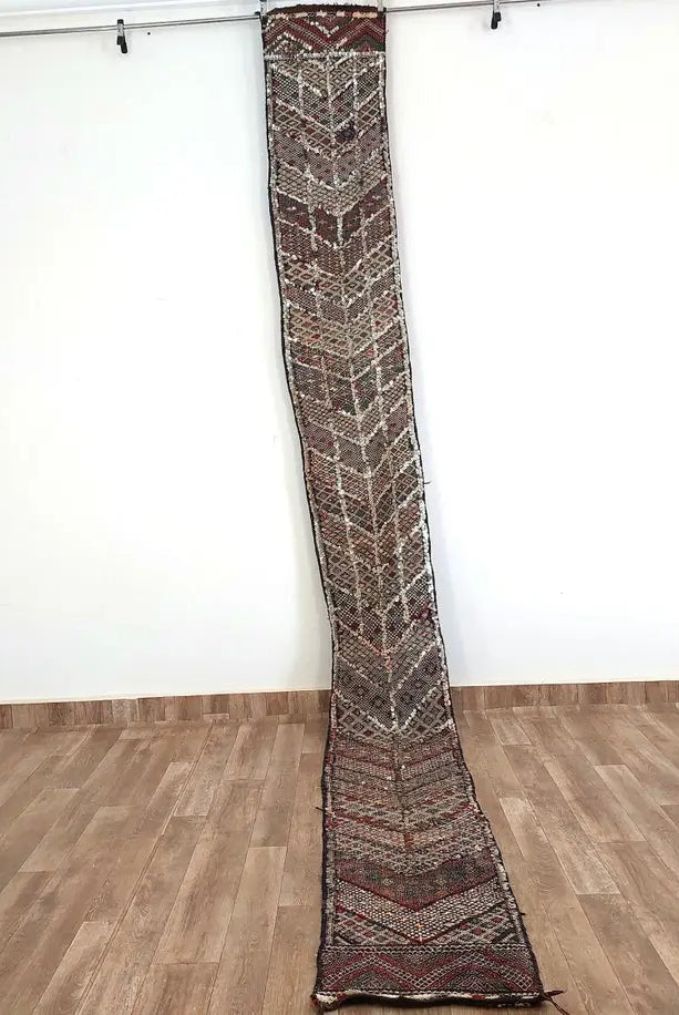 Antique Moroccan Beni Mtir Indigo Wool Flatweave Tent Band - Berber Tribal Textile Runner MoroccanBazzArts