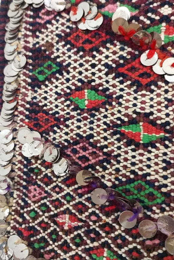 Antique Moroccan Beni Mtir Indigo Wool Flatweave Tent Band - Berber Tribal Textile Runner MoroccanBazzArts