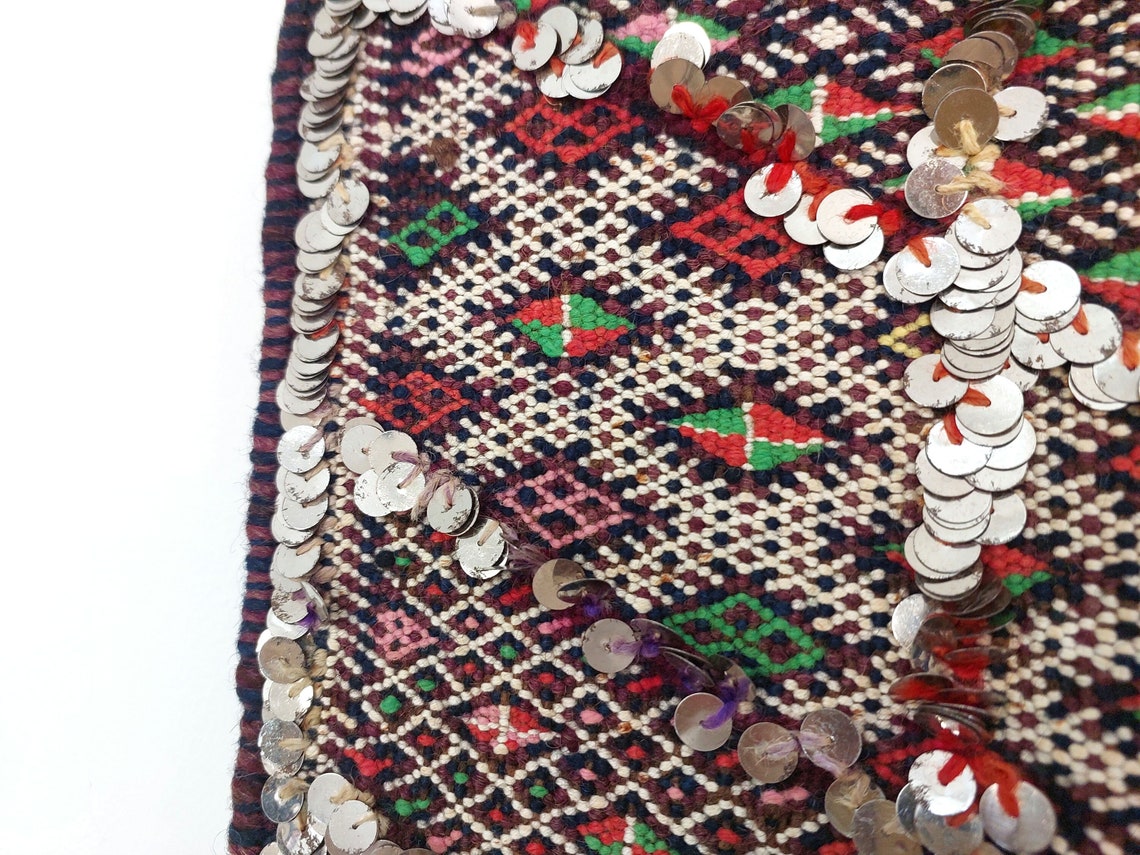 Antique Moroccan Beni Mtir Indigo Wool Flatweave Tent Band - Berber Tribal Textile Runner MoroccanBazzArts