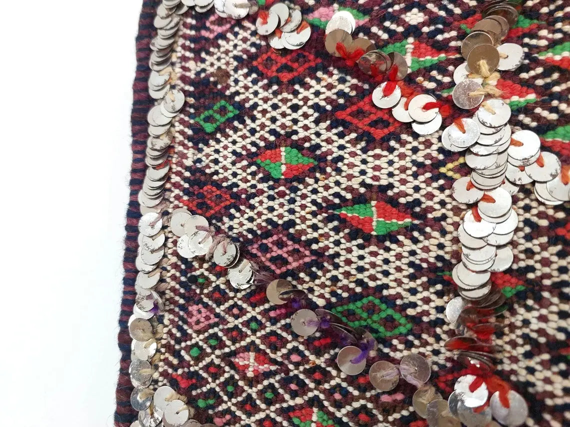 Antique Moroccan Beni Mtir Indigo Wool Flatweave Tent Band - Berber Tribal Textile Runner MoroccanBazzArts