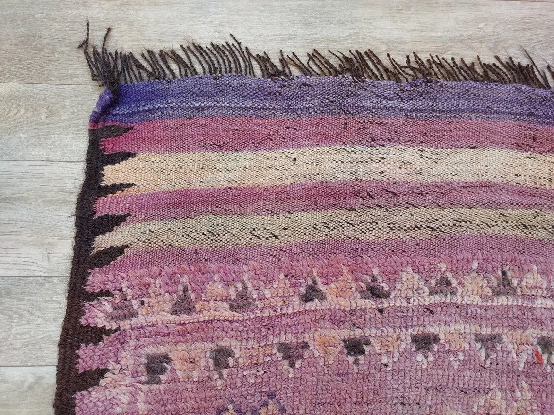 Authentic Vintage Moroccan Berber Rug: Handwoven Goat Hair & Sheep Wool Tribal Floor Covering 5.4x10.2 MoroccanBazzArts