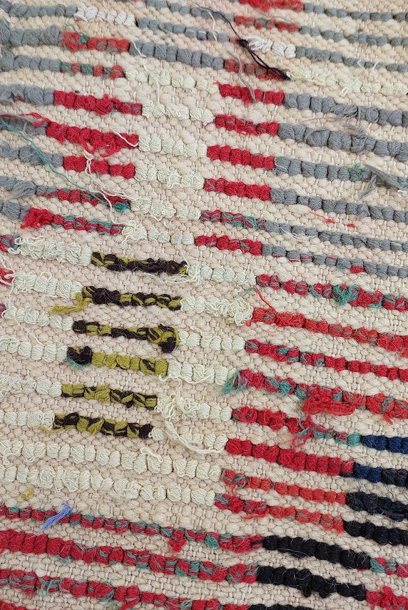 Vibrant Moroccan Boucherouite Rug: Handwoven Recycled Art Carpet for Entryway (4'4"x7') MoroccanBazzArts
