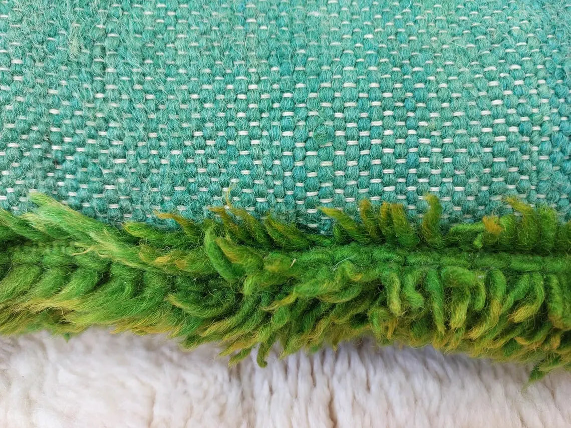 Emerald Beni Mguild Moroccan Wool Pillow - Decorative Berber Cushion, Boho Style, 24x16 Inches MoroccanBazzArts