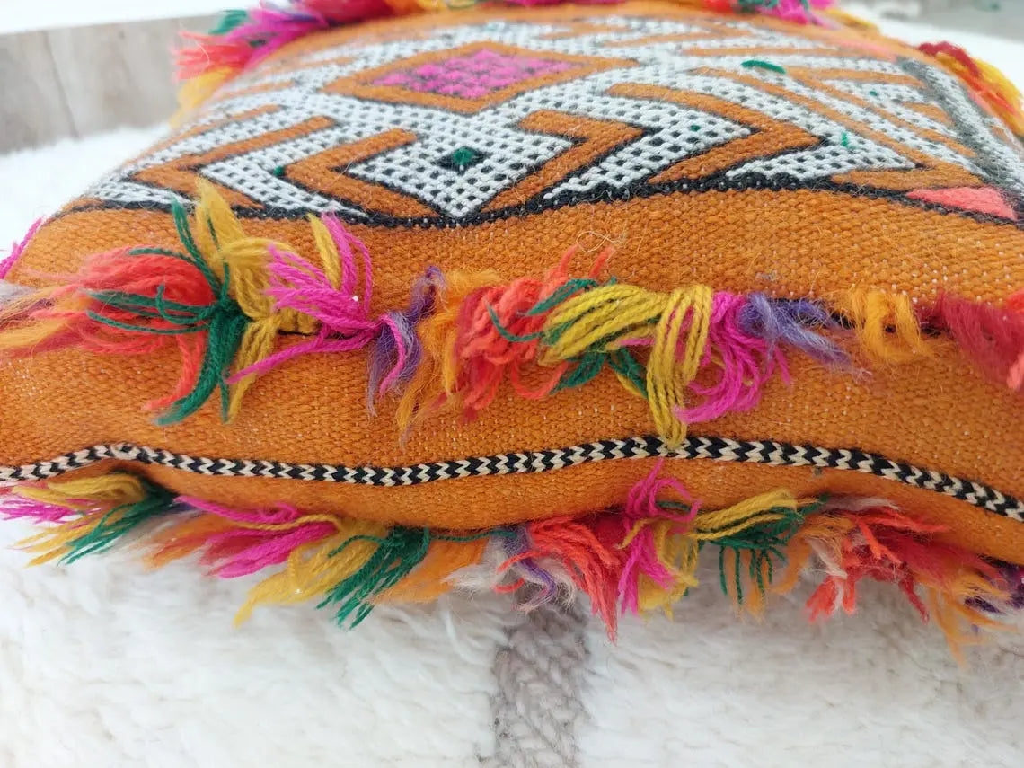 Authentic Vintage Moroccan Berber Lumbar Pillow - Handmade Bohemian Double-sided Cushion Cover 13x21 MoroccanBazzArts