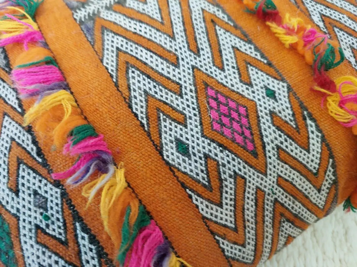 Authentic Vintage Moroccan Berber Lumbar Pillow - Handmade Bohemian Double-sided Cushion Cover 13x21 MoroccanBazzArts