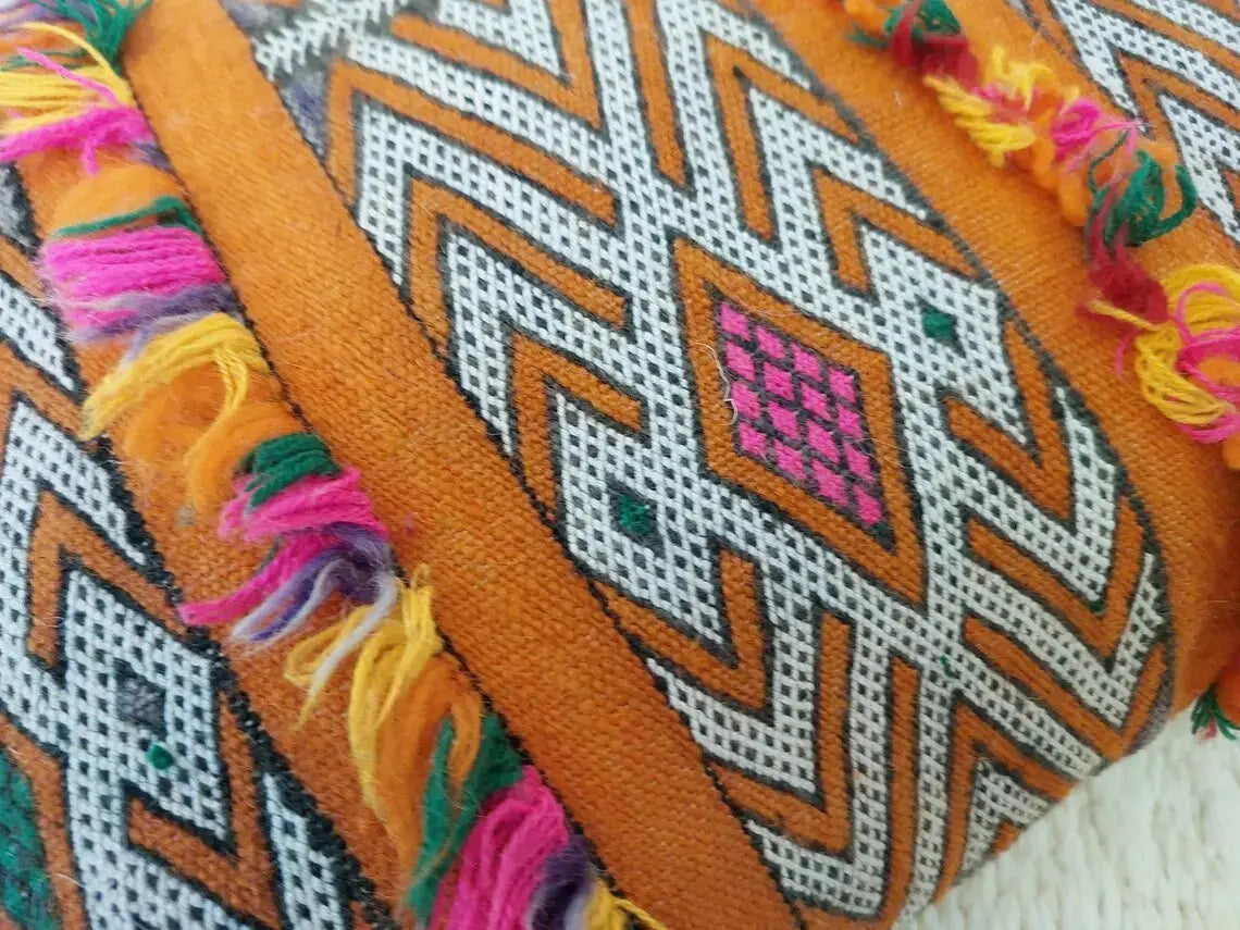 Authentic Vintage Moroccan Berber Lumbar Pillow - Handmade Bohemian Double-sided Cushion Cover 13x21 MoroccanBazzArts