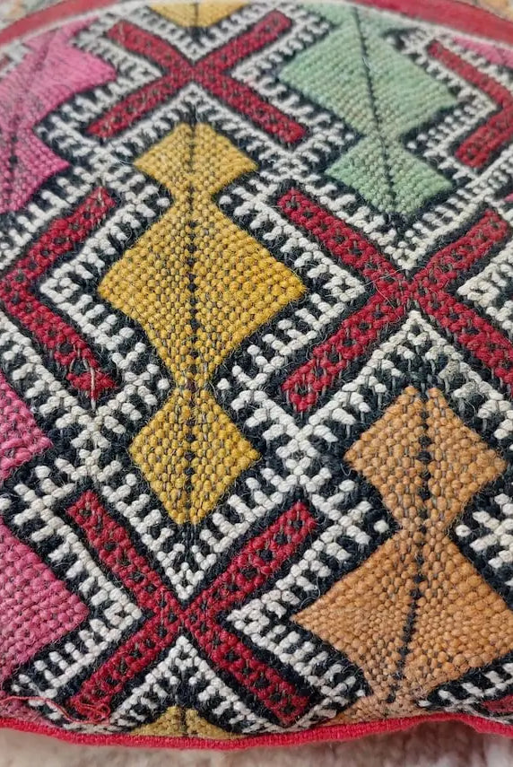 Unique Moroccan Kilim Lumbar Cushion 13x29 - Vintage Berber Decorative Pillow MoroccanBazzArts