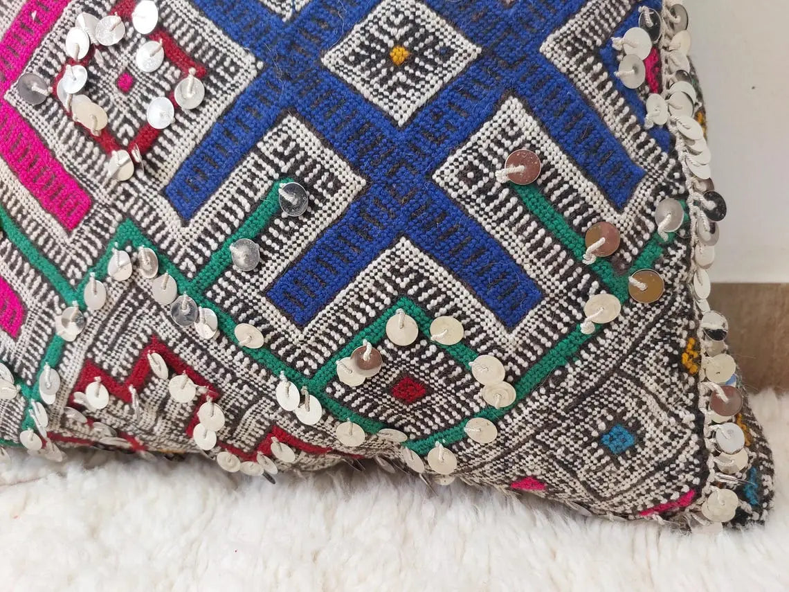 Moroccan Kilim Pillow Cover, Berber Kilim Pillow, Moroccan Pillow, Handmade Wool Pillow, Decorative Pillow Case. MoroccanBazzArts