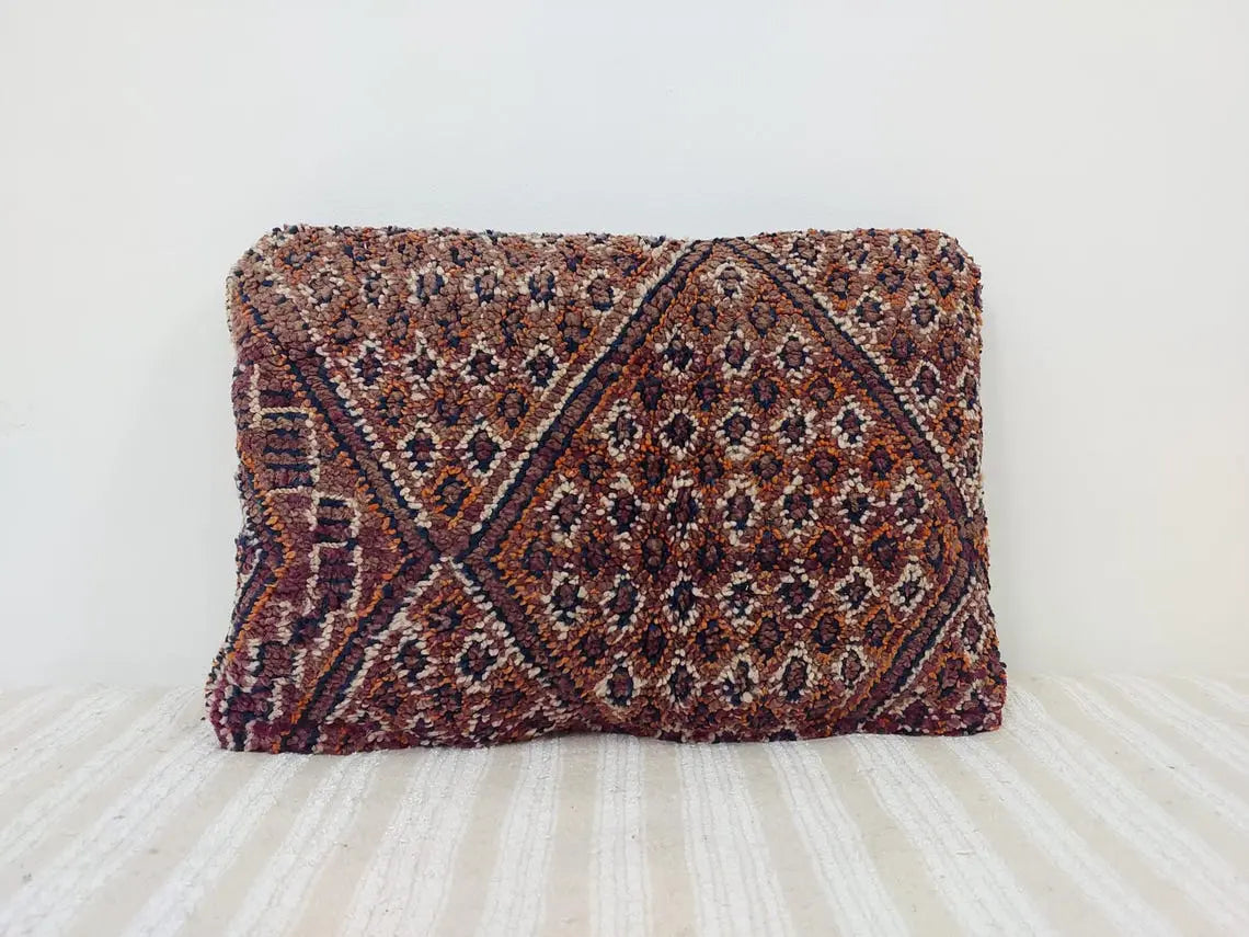 Indigo Beni Mguild Pillow, Decorated Wool Pillow, Moroccan Pillow, 24x16 Inches MoroccanBazzArts