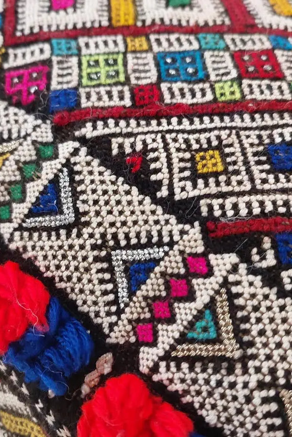 Authentic Handmade Berber Bridal Suitcase - Vintage Moroccan Kilim Pouf Ottoman Floor Cushion MoroccanBazzArts